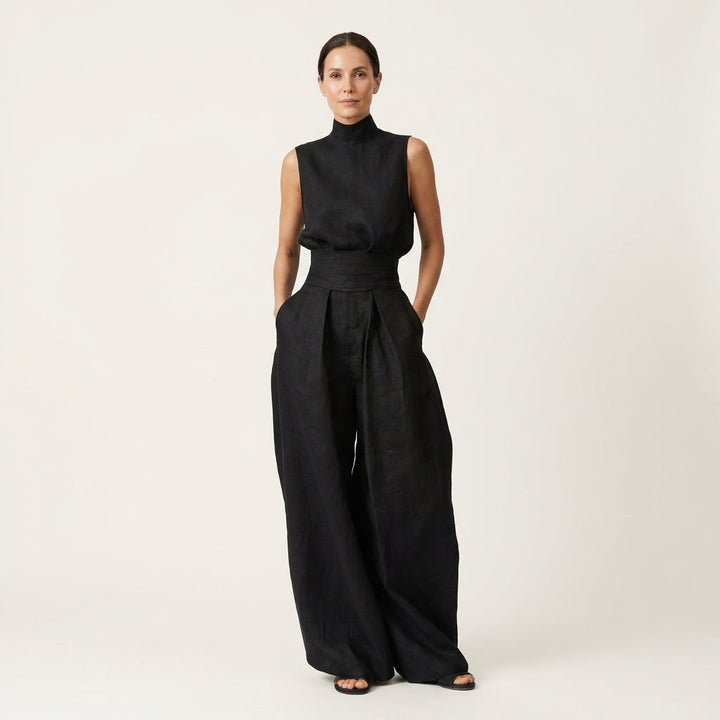 Cayetana | Sleeveless Turtleneck Top Wide-Leg Set