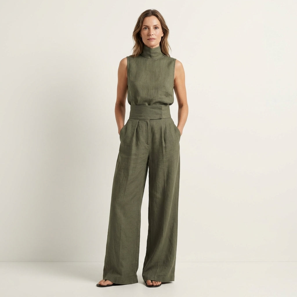 Cayetana | Sleeveless Turtleneck Top Wide-Leg Set