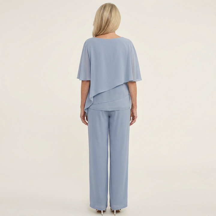Carol | Layered Chiffon Top &amp; Wide-Leg Pants Set