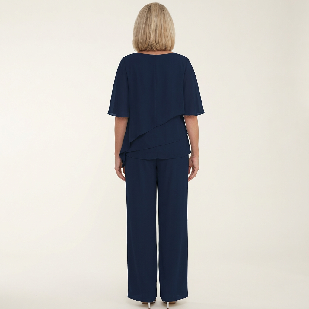 Carol | Layered Chiffon Top &amp; Wide-Leg Pants Set