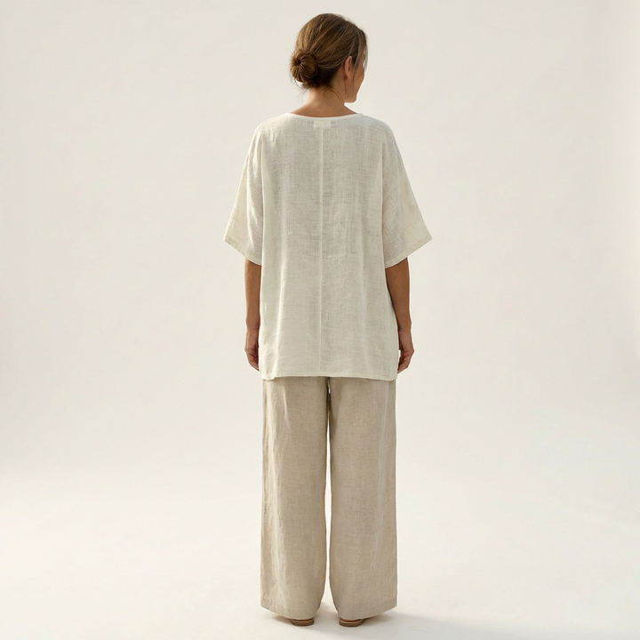 Blossom | Ivory Top &amp; Natural Wide-Leg Set