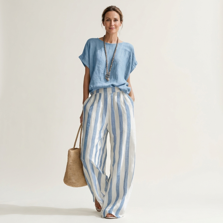 Heather | Top &amp; Stripe Wide-Leg Set