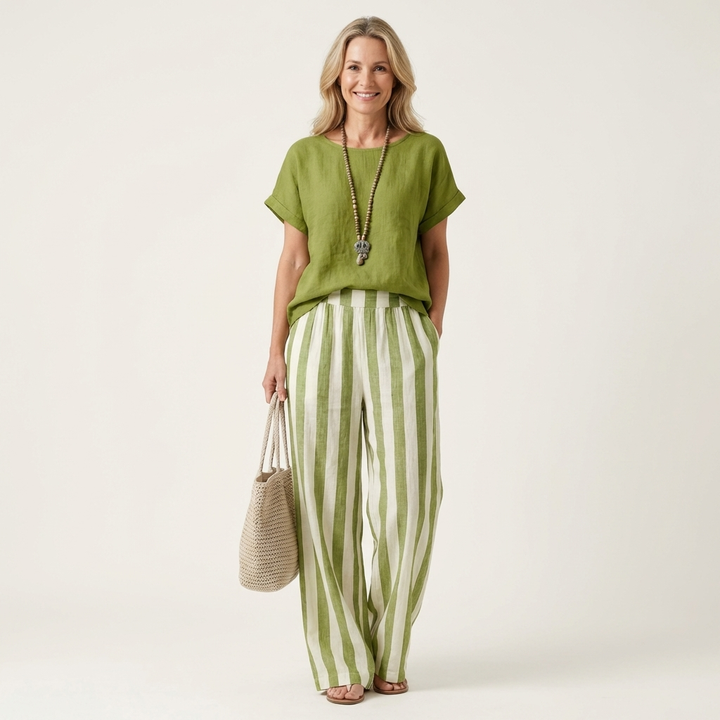 Heather | Top &amp; Stripe Wide-Leg Set