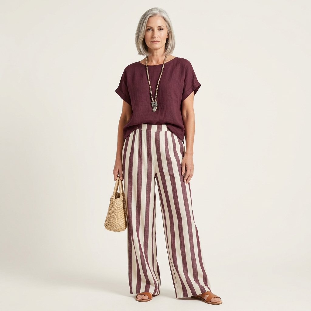 Heather | Top &amp; Stripe Wide-Leg Set