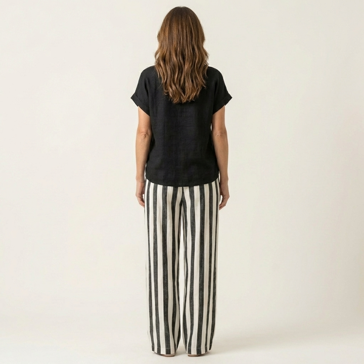 Heather | Top &amp; Stripe Wide-Leg Set