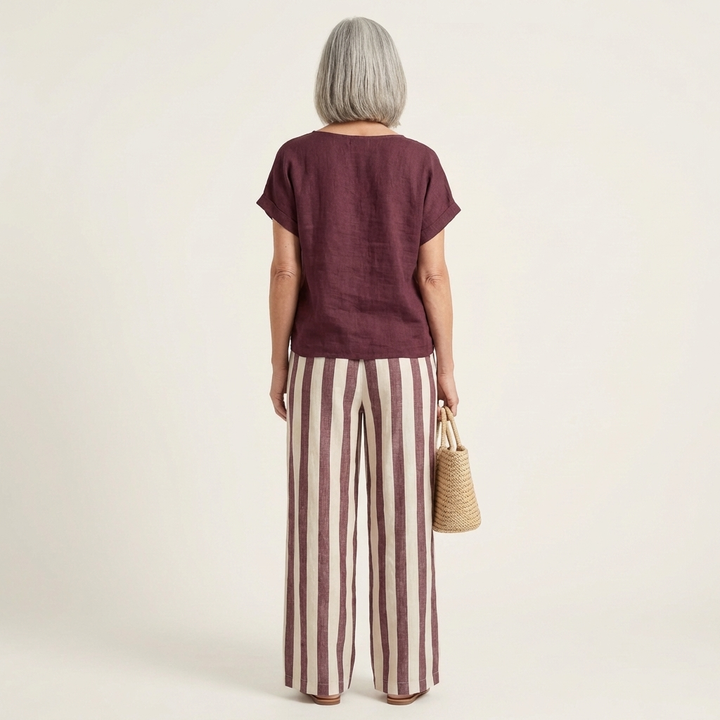 Heather | Top &amp; Stripe Wide-Leg Set