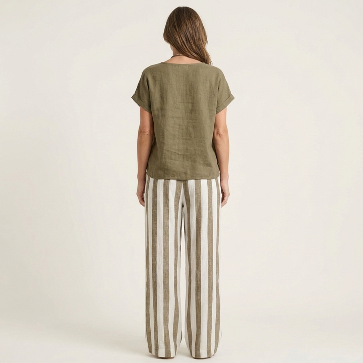 Heather | Top &amp; Stripe Wide-Leg Set