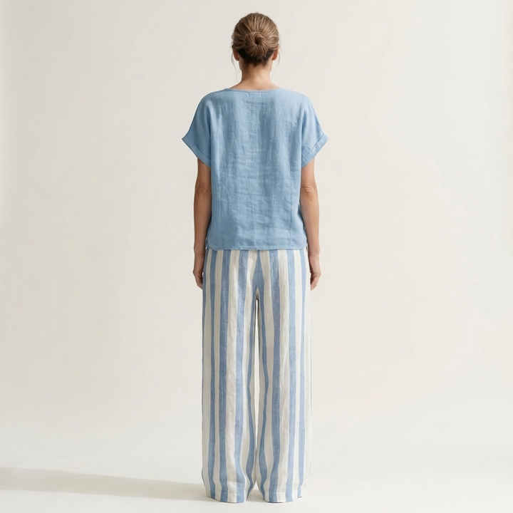 Heather | Top &amp; Stripe Wide-Leg Set