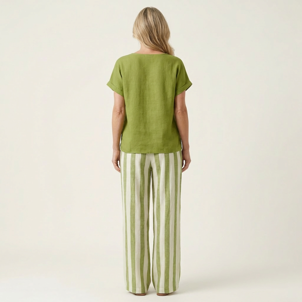 Heather | Top &amp; Stripe Wide-Leg Set