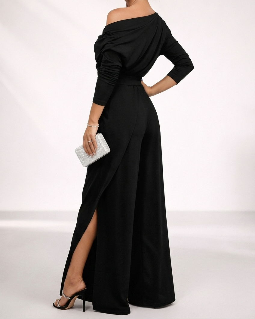 Thalia | One-Shoulder Overlay Jumpsuit