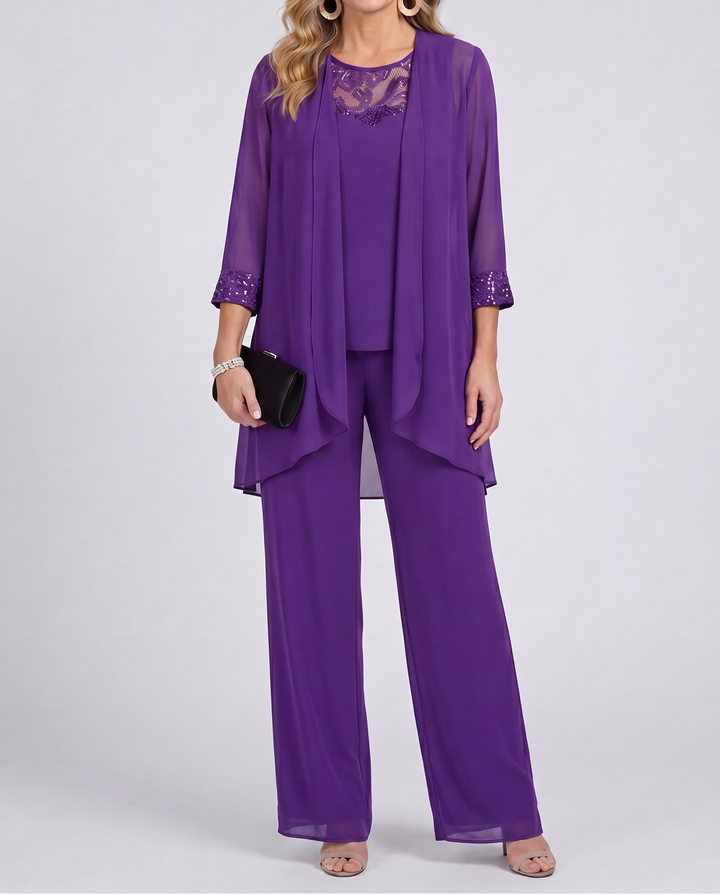 Eleanor | Flowing Jacket &amp; Wide-Leg Pant Set