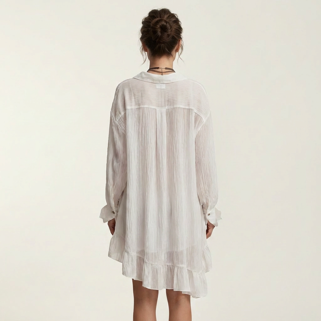 Glazielle | Crinkle Chiffon Shirt Dress
