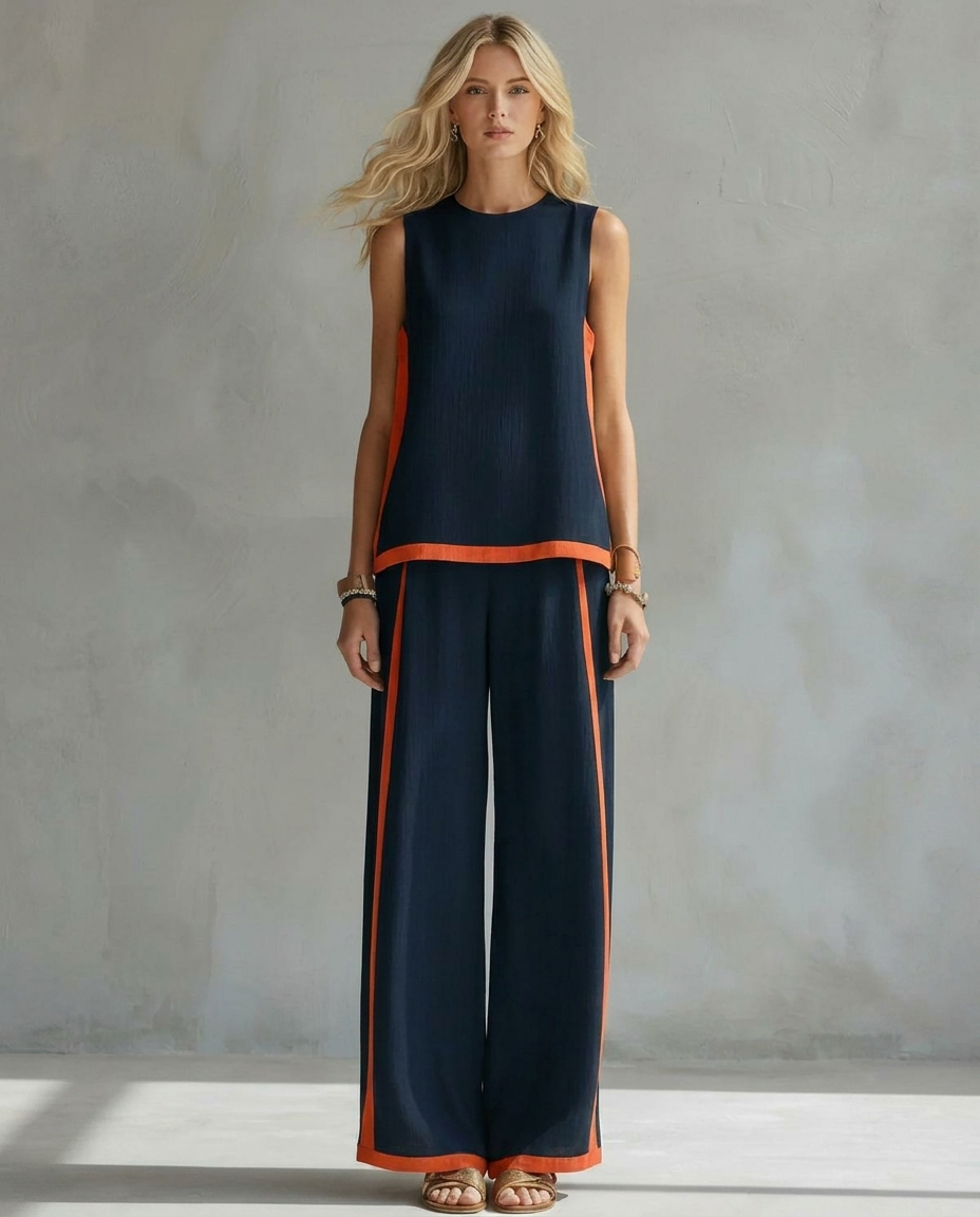 Ursula | Elegant and Casual Set of Vest and Pants with Two-Tone Finishes