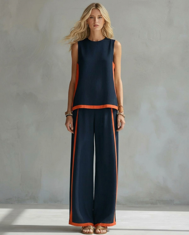 Ursula | Elegant and Casual Set of Vest and Pants with Two-Tone Finishes