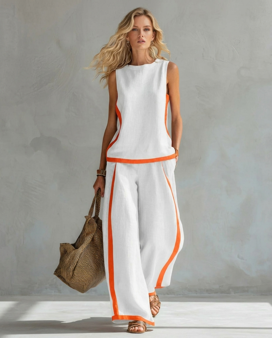 Ursula | Elegant and Casual Set of Vest and Pants with Two-Tone Finishes