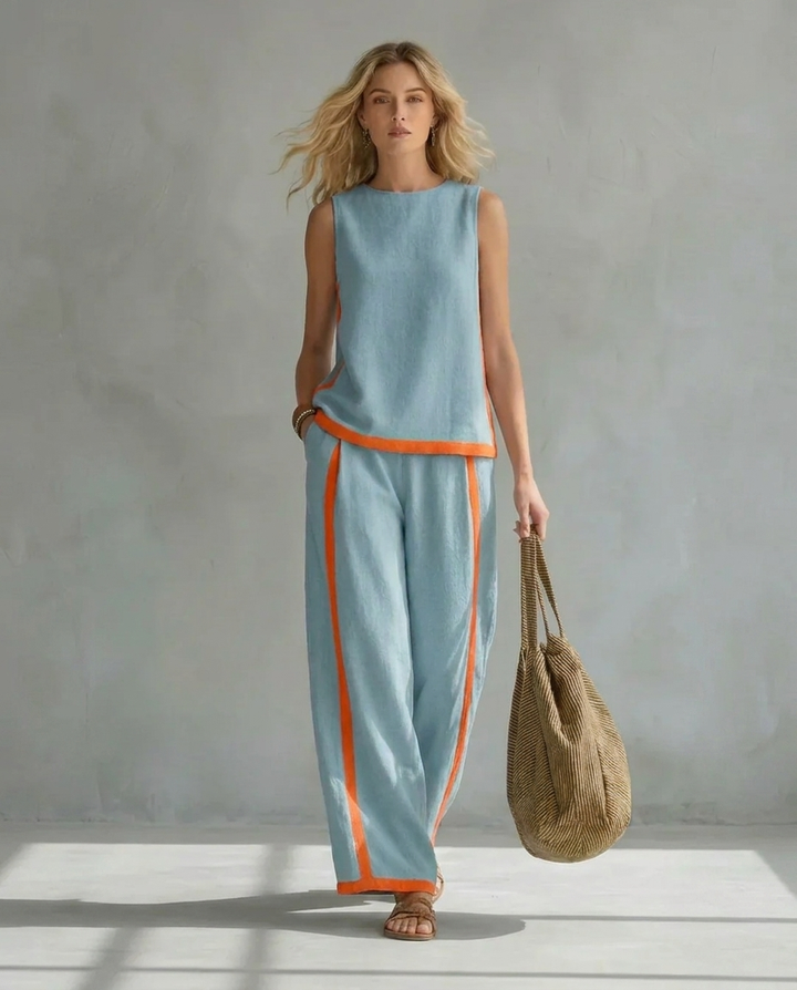 Ursula | Elegant and Casual Set of Vest and Pants with Two-Tone Finishes