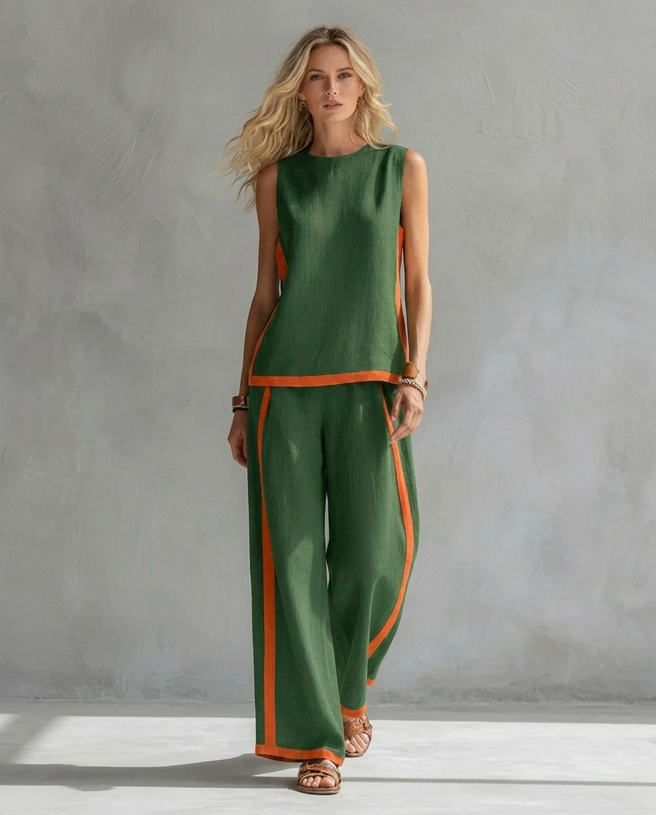 Ursula | Elegant and Casual Set of Vest and Pants with Two-Tone Finishes