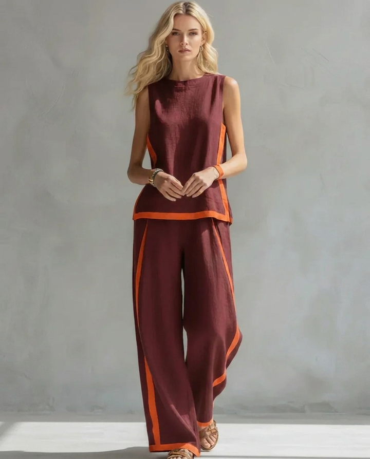 Ursula | Elegant and Casual Set of Vest and Pants with Two-Tone Finishes