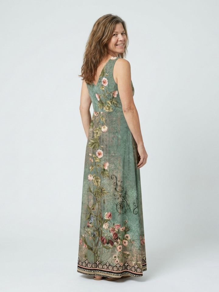 Seraphina | Sleeveless V-Neck Floral Maxi Dress