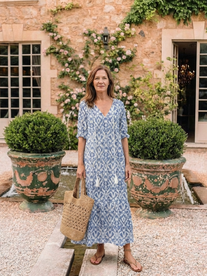 Lillian | Floral V-Neck Short Sleeve Midi Dress