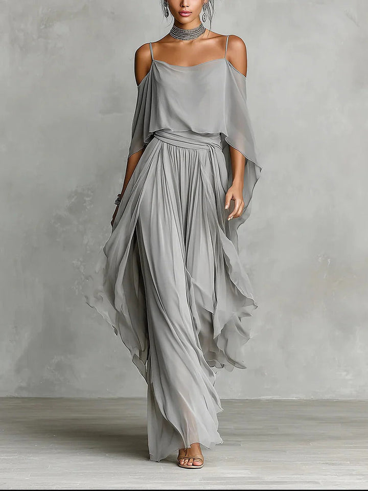 Renata | Grey Fluid Set with Strappy Top and Lightweight Pants