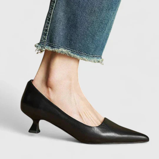 Sleek Supportive Real Leather Heels