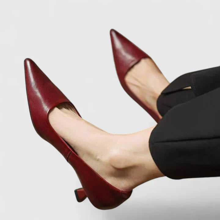 Sleek Supportive Real Leather Heels