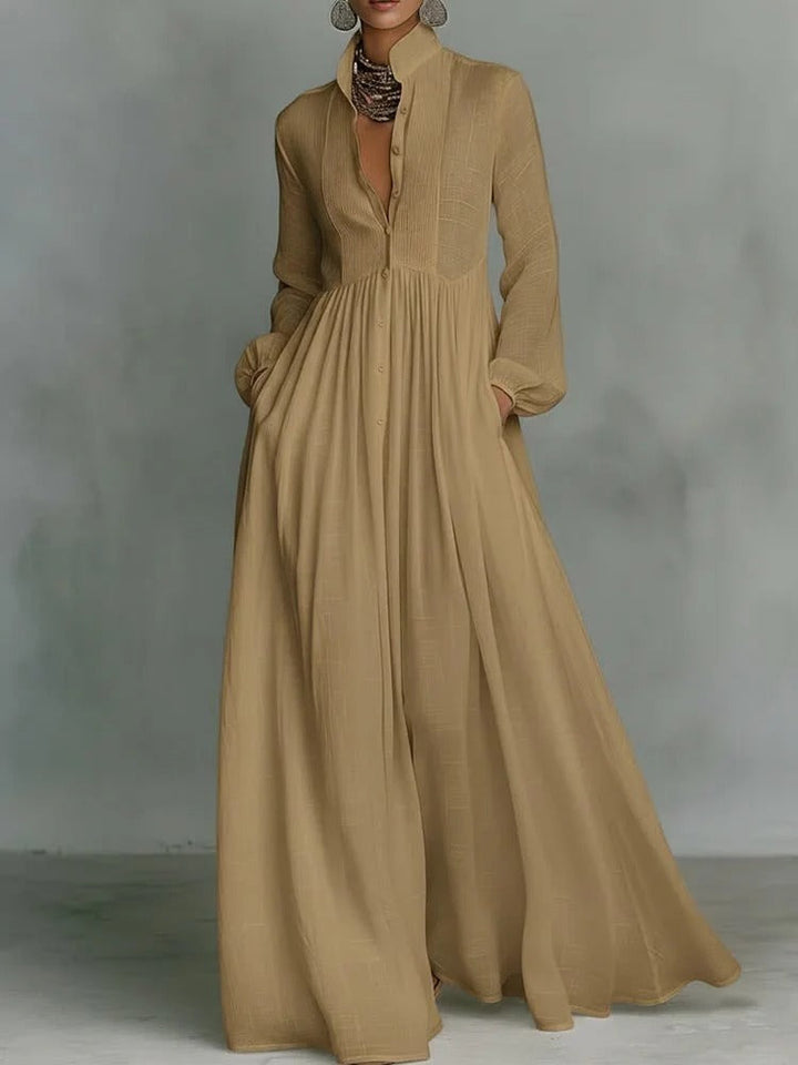 Celine | Flowing Button-Front Maxi Dress