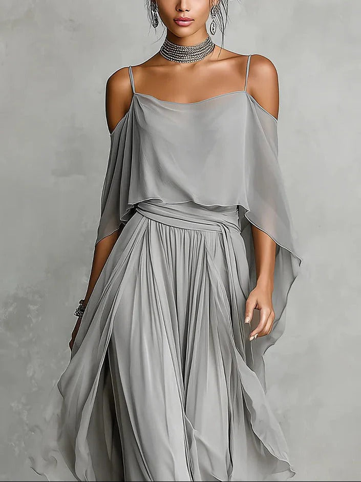 Renata | Grey Fluid Set with Strappy Top and Lightweight Pants