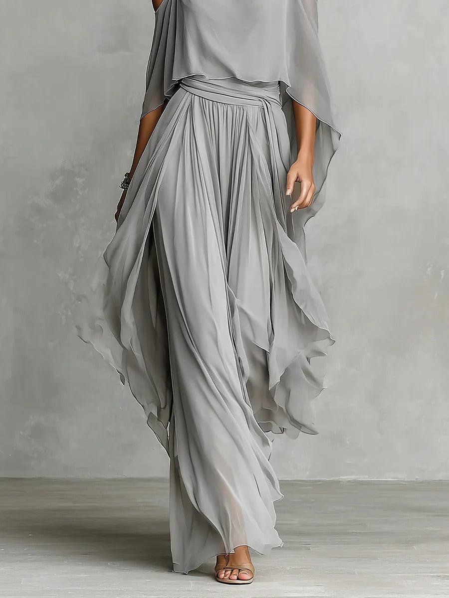 Renata | Grey Fluid Set with Strappy Top and Lightweight Pants