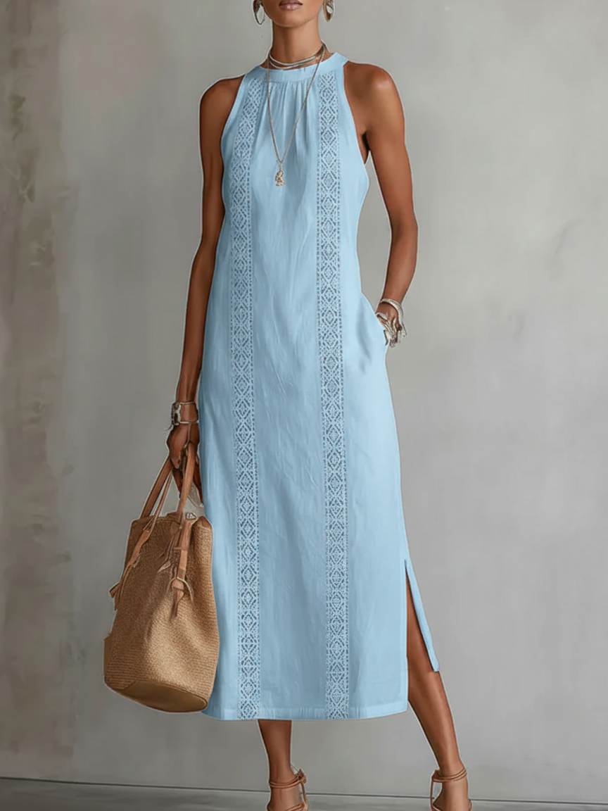 Nancy | Sleeveless Lace Detail Midi Dress
