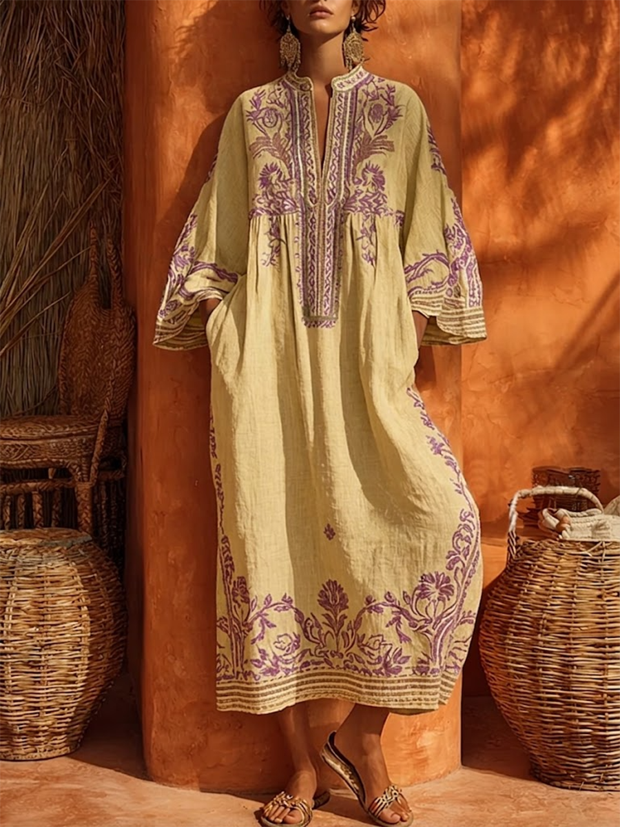 Elena | Embroidered Mediterranean Maxi Dress