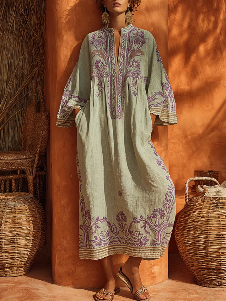 Elena | Embroidered Mediterranean Maxi Dress