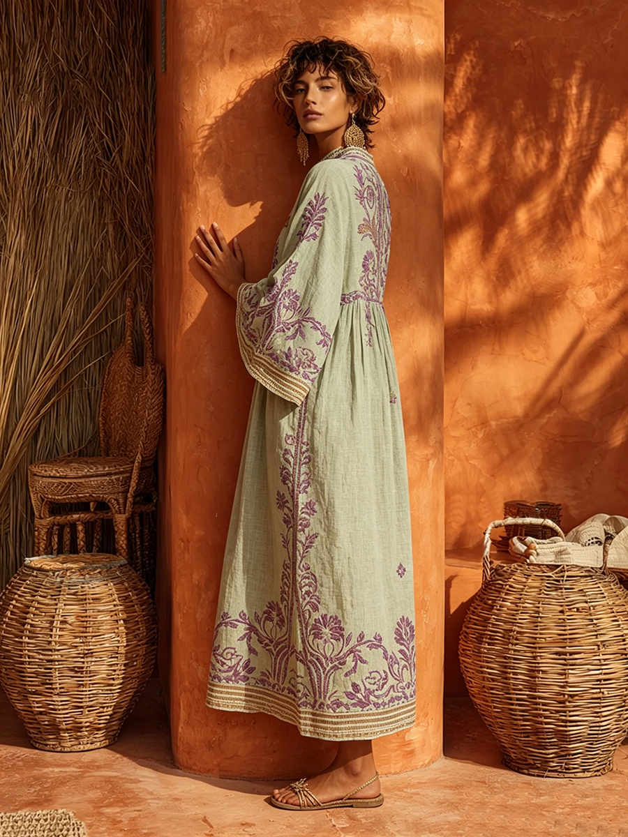 Elena | Embroidered Mediterranean Maxi Dress