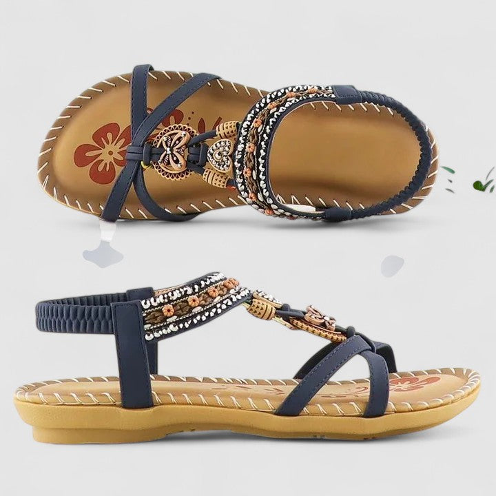Myrna | Bohemian Beaded T-Strap Sandals