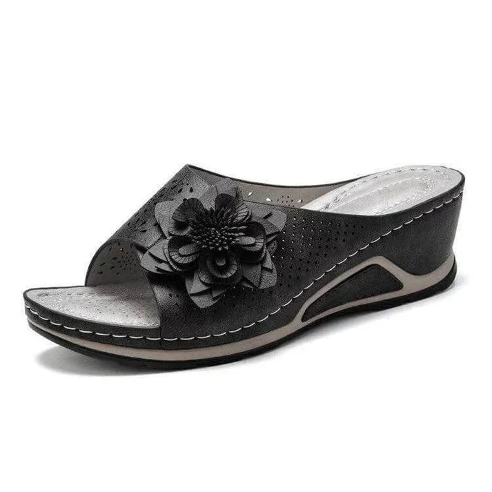 Diana | Floral Wedge Mule Sandals
