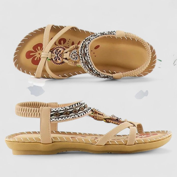 Myrna | Bohemian Beaded T-Strap Sandals