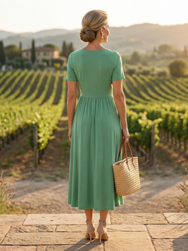 Marina | Short Sleeve V-Neck Maxi Dress