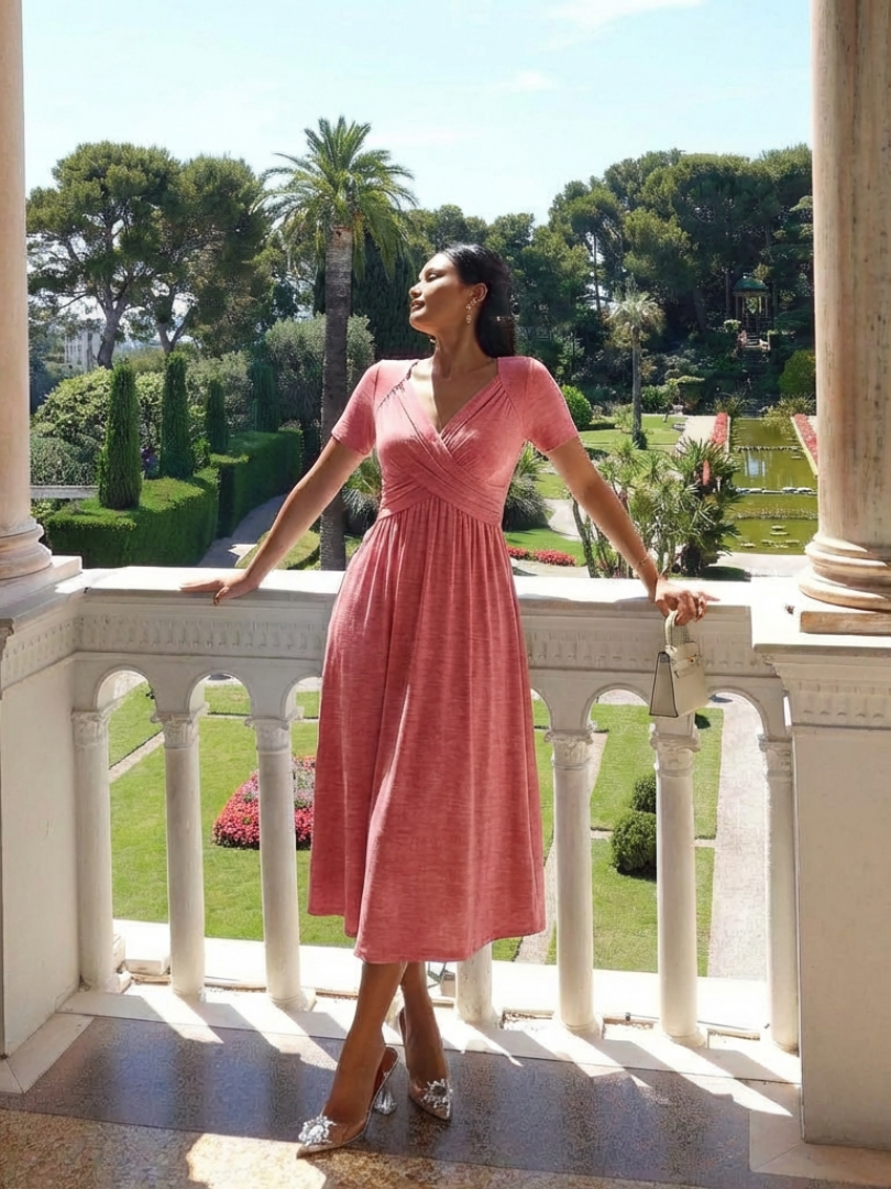 Marina | Short Sleeve V-Neck Maxi Dress