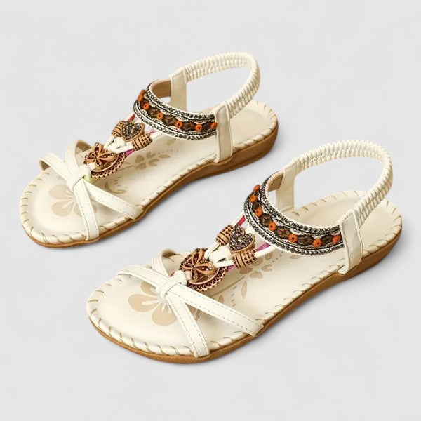 Myrna | Bohemian Beaded T-Strap Sandals