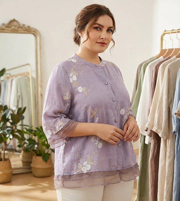 Anouk | Chic Blouse with Floral Accents