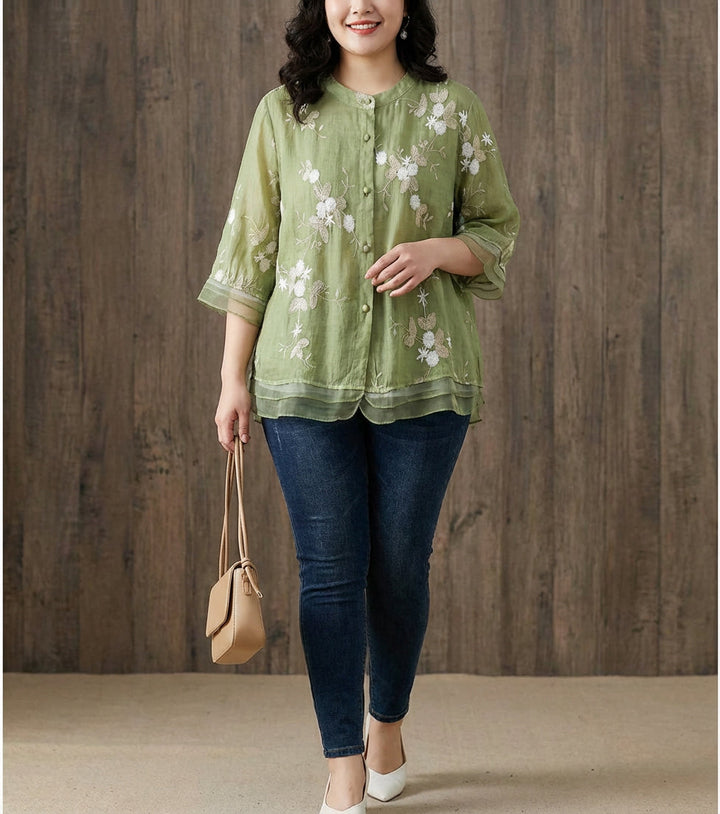 Anouk | Chic Blouse with Floral Accents