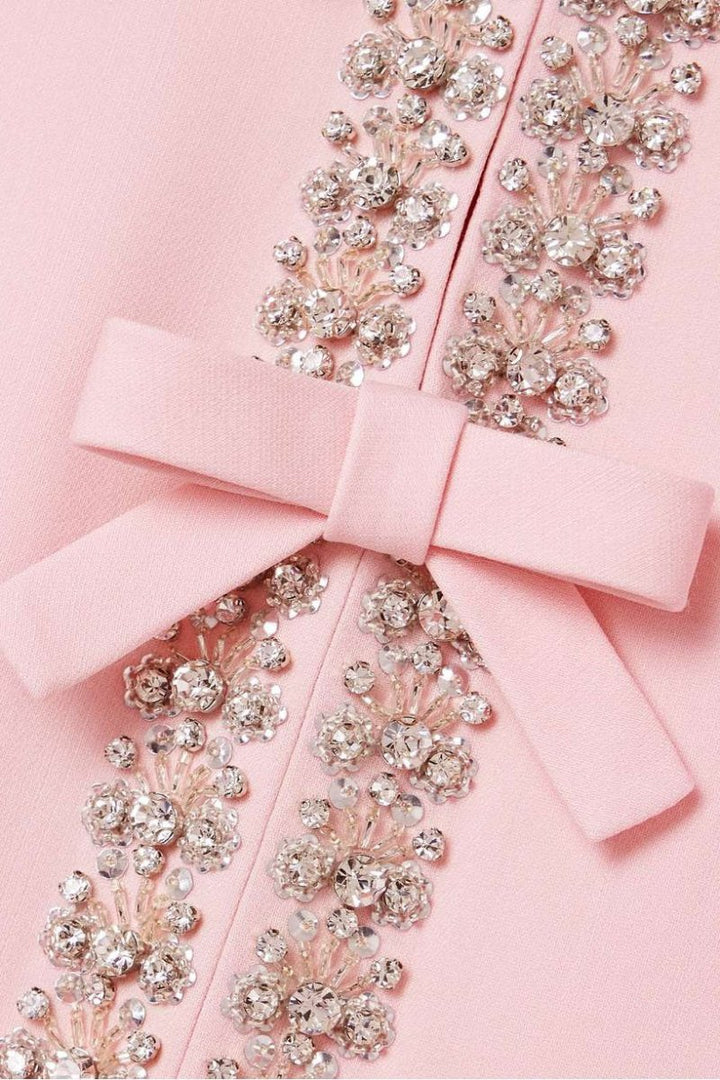 Zoe | Bow with Crystal Embellished Midi Dress
